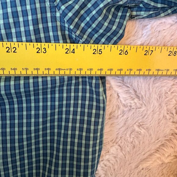 Duluth‎ Trading Shirt L Wrinkle Fighter Untucked Long Sleeve Button Green Plaid - Picture 10 of 11